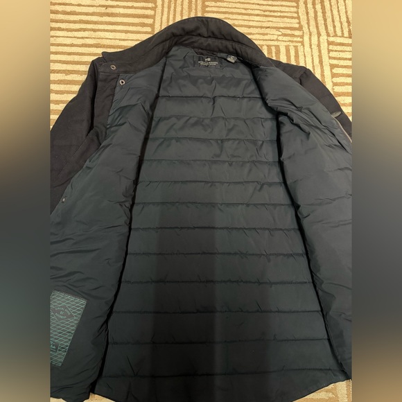 Scotch & Soda Jacket Mens Navy Wool Quilted Puffer Side Zip Collar Coat Size XL - Picture 2 of 7